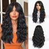 BLONDE UNICORN Synthetic Wig PDark Brown Curly Wavy Wigs with Bangs Cosplay Party UseHeat Resistant Fiber for Women Girl