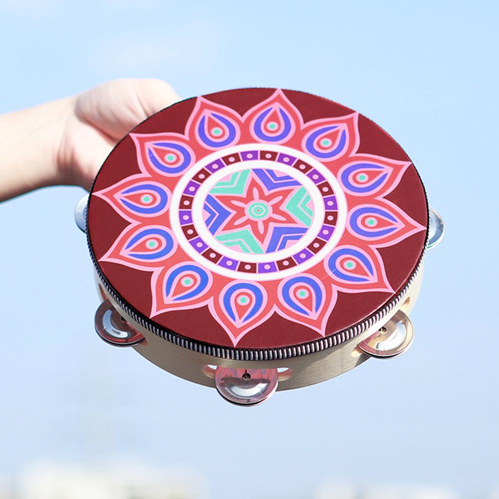 IRIN Pandereta de 8 Pulgadas Campanilla de Mano Tambor de Mano Pandereta de Madera Colorida Para Bailes Conciertos Instrumento de Percusión para Juego de Niños