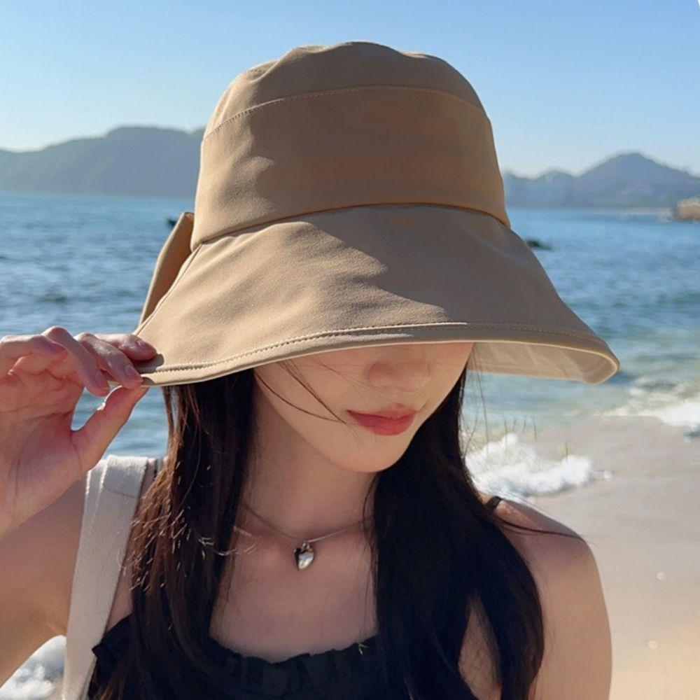 Foldable Bow Fisherman Hat UV Protection Beach Bucket Hat Summer Wide Brim Sunhat  Vacation