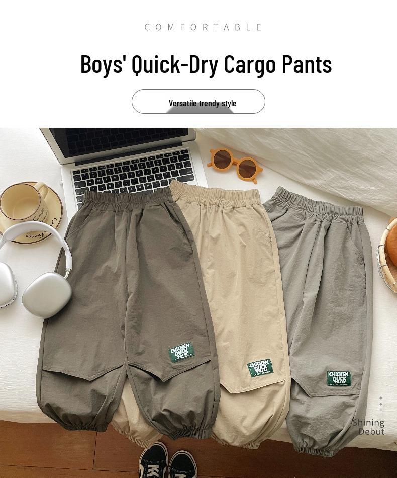 Boys' Quick-Dry Cargo Pants: Korean-Style Casual Summer Wear