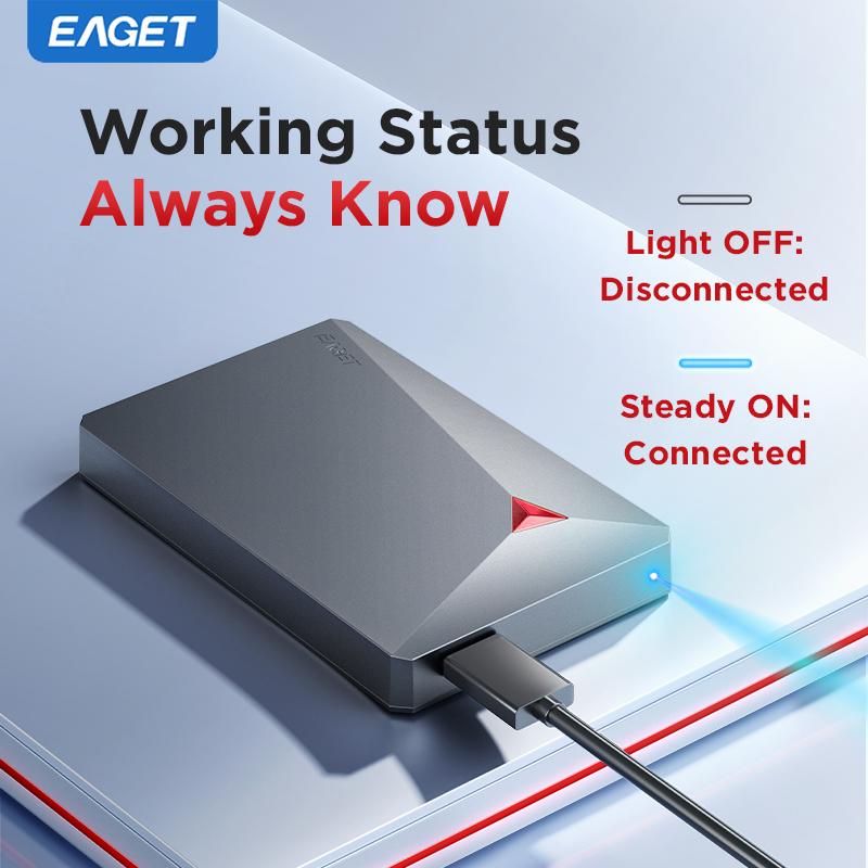 EAGET Dual-Disk Portable Hard Drive - Expand Storage, Boost PC Speed, Plug and Play for PC, Mac, Android