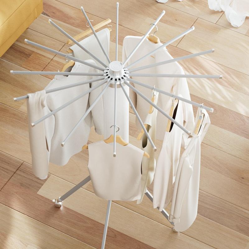 Metal Folding Clothes Racks with Wheel Plastic Floor Portable Clothes Horse Space Saving Outdoor Drying Rack Home Storage Racks