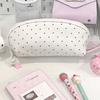 Korean Polka Dot Pencil Case Shell Shape Large-capacity Pen Bag Multi-functional Stationery Organizer School Supplies