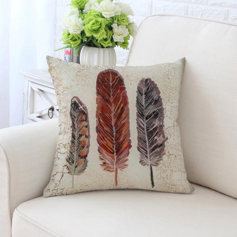 Bunte Pfauenfedern Kissenbezug Polyester Kissenbezug Dekorativ für Sofa/Auto Heimdekoration 45X45CM Dekokissenbezug