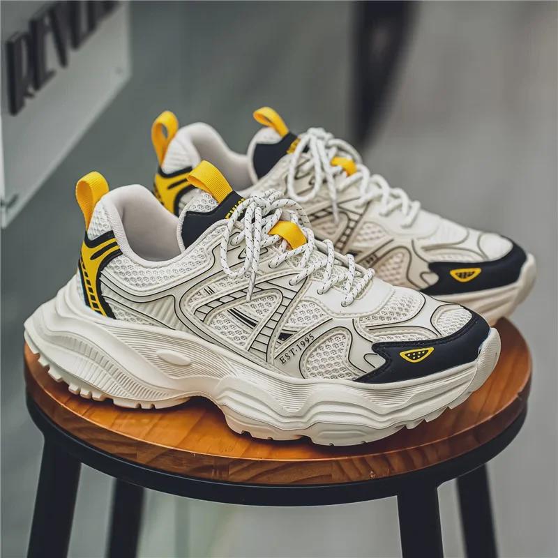 2024 Men's Autumn Breathable Casual Sneakers - Lightweight, Non-Slip, Trendy Thick-Soled Shoes