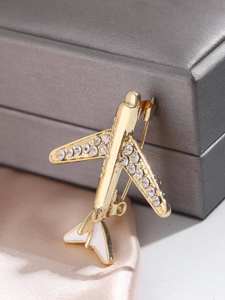 High end personalized diamond studded airplane brooch alloy jewelry exquisite brooch suit accessories wholesale