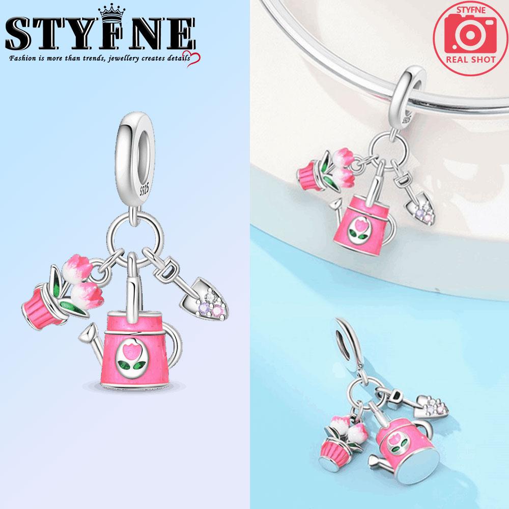 New Copper Charms Beads Pendant Love Wedding Proposal Pink Bouquet Charm For Women Bracelet Engagement Jewelry Gift