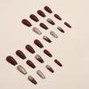 24pcs Golden Glitter Square Press On Nails - Medium Size Acrylic Wine Red Design