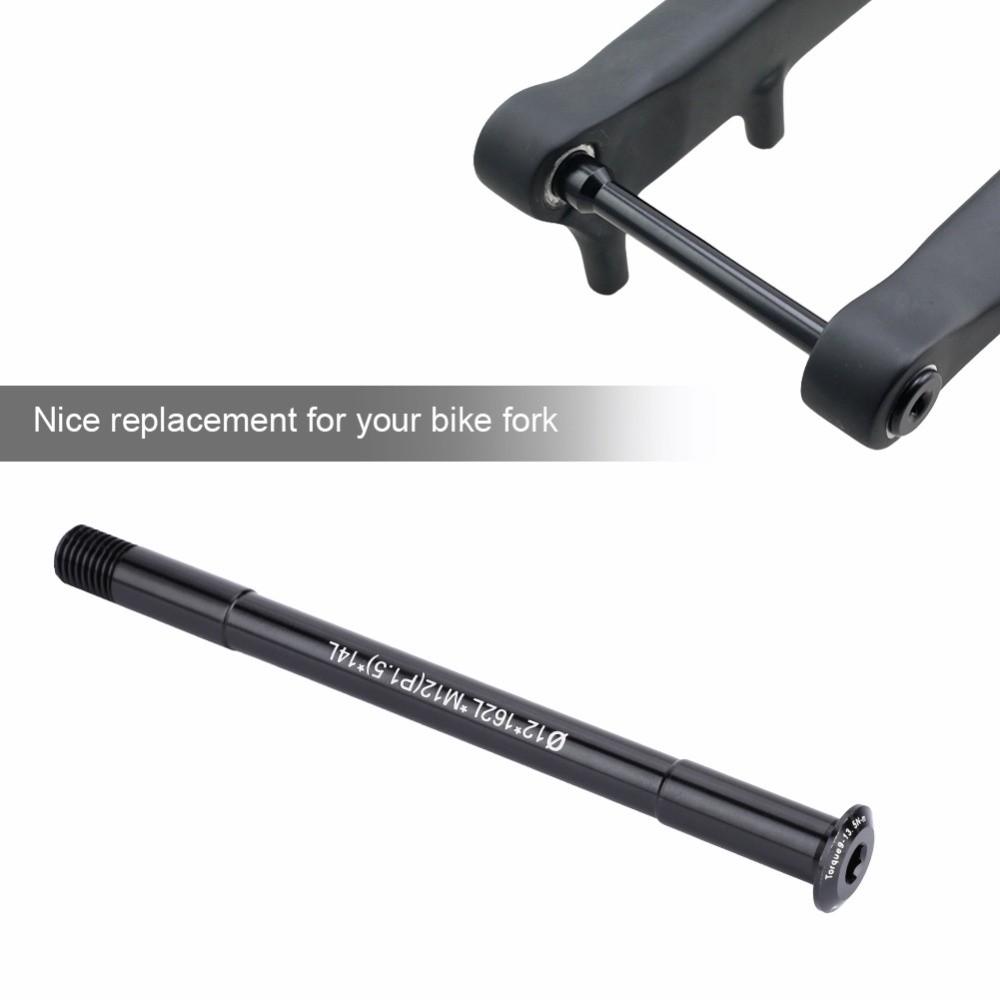 Wytrzymała oś przelotowa rowerowa z gwintem M12 X 1.5, czarna, ze stopu aluminium, do piast przednich, lekka oś przelotowa do widelca, do roweru szosowego, roweru górskiego