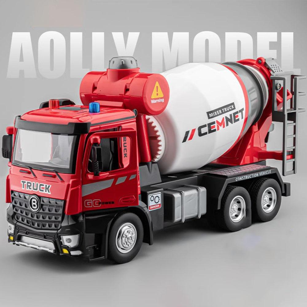 1:24 Mixer Truck Container Car Toy Model Alloy Diecast Doors Opened Sound Light Engineering Vehicle Models Gift for Kids