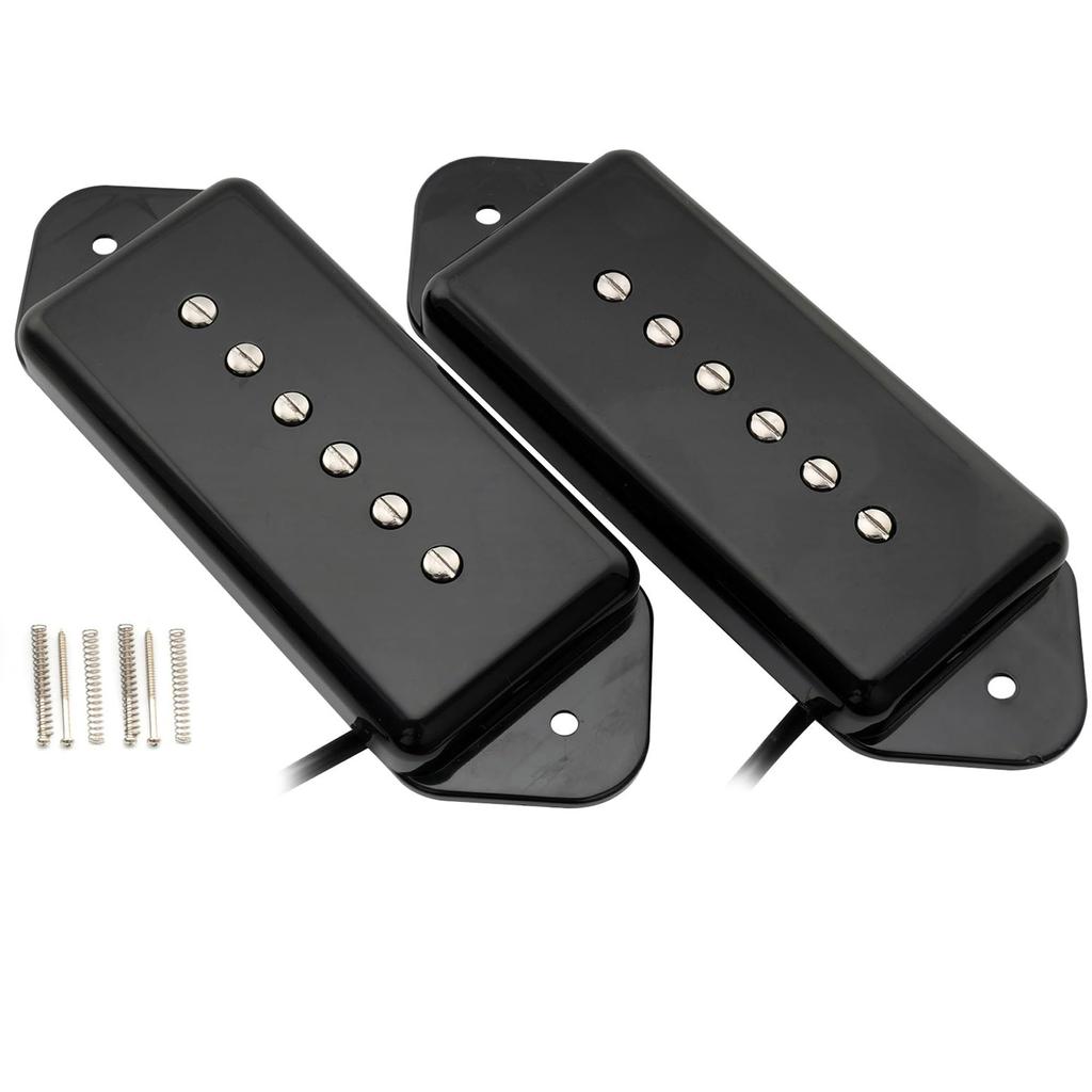 Artec ASA91 Alnico 5 P90 Dog-Ear Pickups, Neck/Bridge PU Set for Electric Guitar, Black