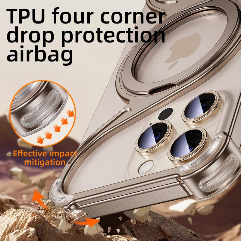 Husă magnetică pentru telefon din metal pentru Iphone 13 14 15 16 Pro Max Stand Capa de telefon în formă de W Suport din aliaj de aluminiu Carcasă de răcire fără cadru