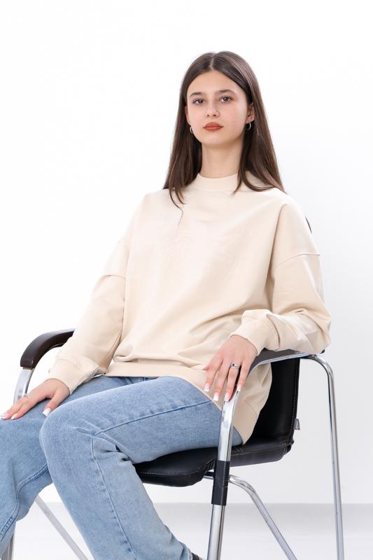 

Стильний світшот для дівчинки – М яка тканина подвійного плетіння та трендовий принт, на будь-який сезон, 6416-057-33-1 HC 140 вершковий