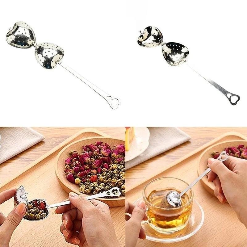 Design ve tvaru srdce Lžička Čajové sítko Filtr Suvenýr Svatební dárek Třpytivé Domácí pohodlí Kuchyňské náčiní