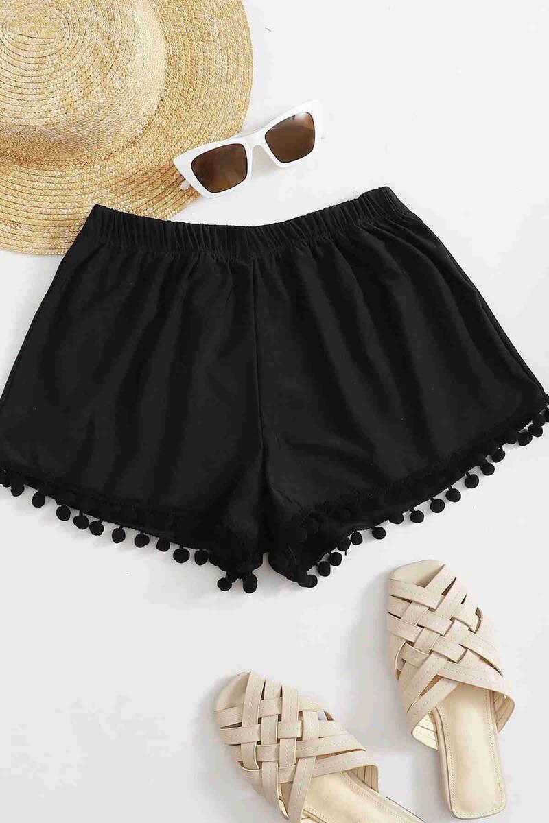 

Angelsin Стильные шорты для плавания с помпонами, черные 40