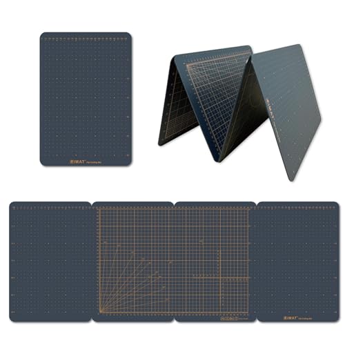 iMAT Flip Cutting Mat, M Type, Double-Sided, TPE, Foldable Cutting Mat (Navy)