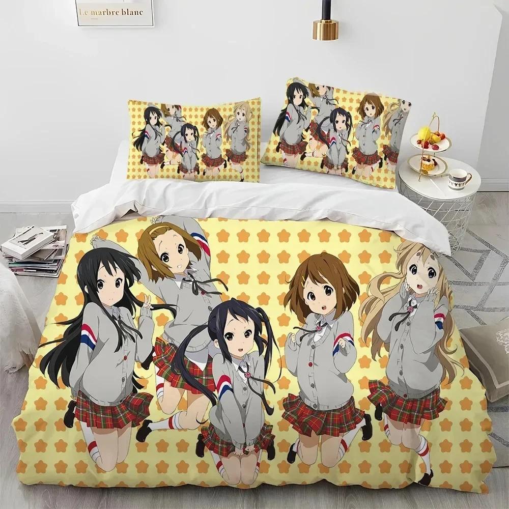 3D K-On Cartoon Cute Lolita Kawaii Girls Bedding Set Duvet Cover Sheet Printed Pillowcase Full Queen King Size Comforter Bedroom