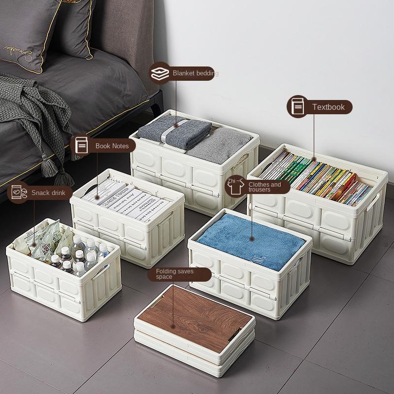Folding Camping Box with Wood Top Travel Outdoor Storage Food Box Car Organizer Container Camping Equipment Tableware Storage
