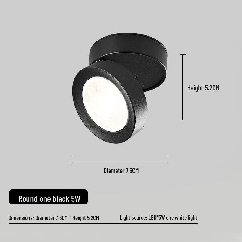 Folding Surface-Mounted Adjustable LED Spotlight for Hallway and Background Wall