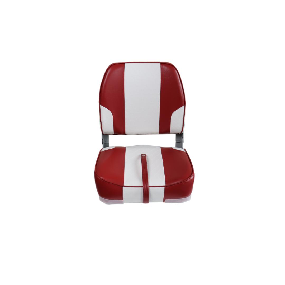 Boat Seat Fold Outdoor Red White Marine PVC Seat Waterproof Low Back Bass Boat Seat for Fishing Boat Chair White and red