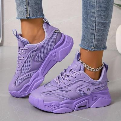 2025 Candy Color Mesh Pop Shoes Women's Thick Bottom Casual Sneakers Hundred Soft Bottom Breathable Running Shoes