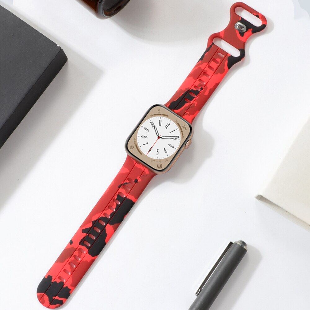 For Apple Watch Band Ultra 8 SE 7 6 5 Silicone Strap iWatch 49mm 40mm 45mm 41mm 42mm Camouflage Pattern Wristband Belt Bracelet