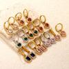 Clearly Colored Cubic Zirconia Drop Earrings For Woman Dancing Party Accessories Luxury Shiny Zircon Geometric Clip