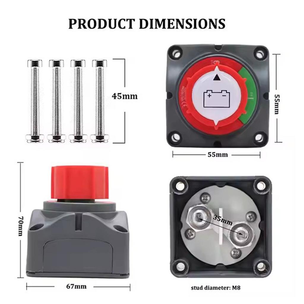 1-2-Both-Off Battery Disconnect 12V-48V Waterproof Battery Kill Heavy Duty Battery Isolator For Car RV ATV UTV Vehicles,