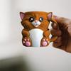 Cuddles The Cat Ice Pint Holder, 3D Printed Cup With Handle & Snack Drawer, Cute Leak Proof Cat Ice Cream Pint Holder, For Cat Lovers Gifts