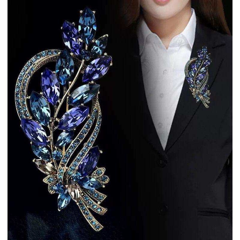 Retro Europe and America Crystal Gem Brooch High-End Corsage for Ladies Pin Elegant Suit Evening Dress Versatile Accessories