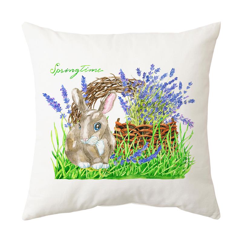 Easter Bunny Cartoon Cushion - Hand-painted Creative Sofa Back Pillow