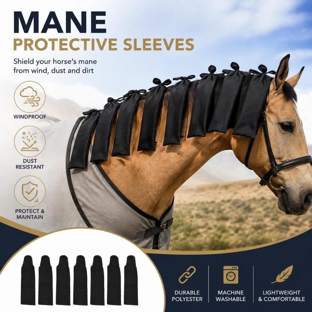 8pcs Woven Nylon Fabric Horse Mane Cover Bags Lightweight Woven Nylon Mane Bags Show Day Grooming
