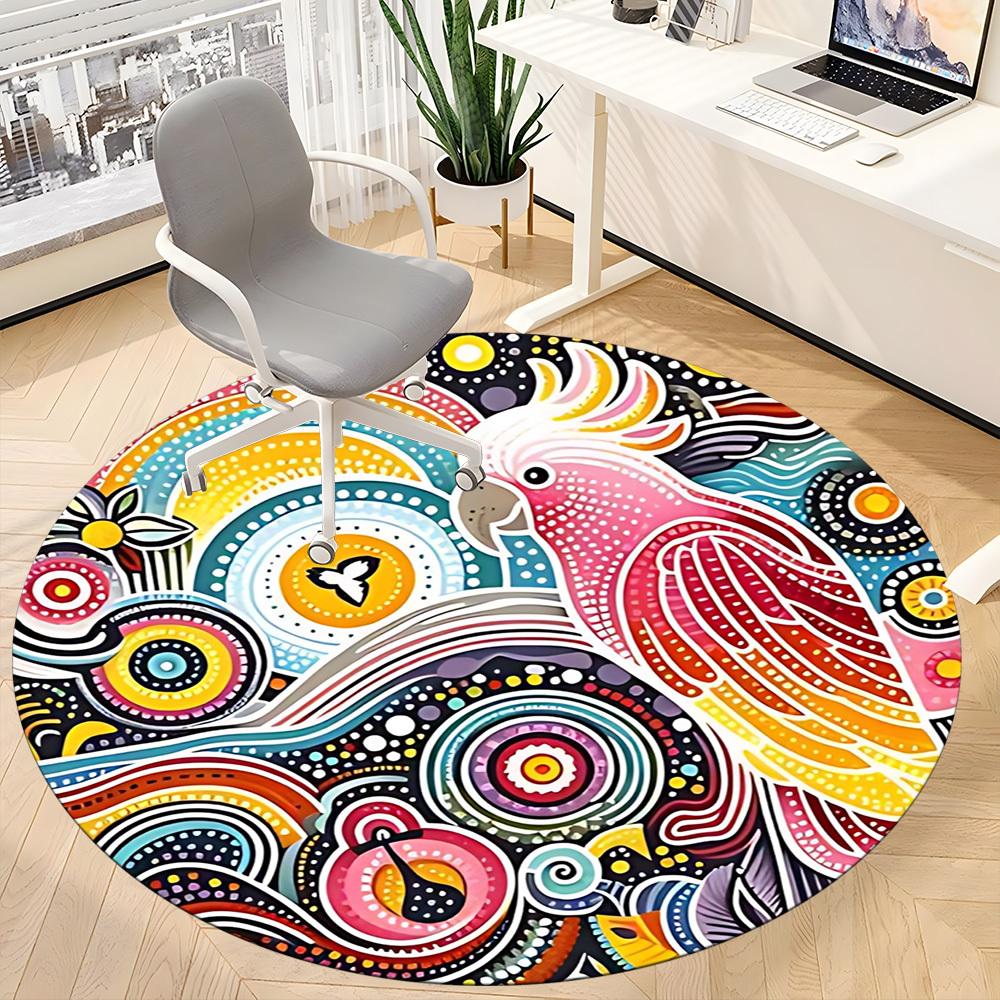 1pc Colorful Parrot Artwork Chair Carpet for Office Non-Slip, Machine Washable Rug for Office - Holiday DecorMachine Made yy251029081