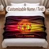 Manchester United Printed Flannel Blanket Custom Name Text Soft Warm Throw For Bedroom Holiday Gift