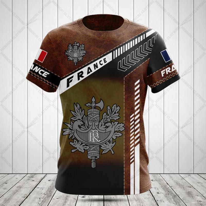 France Emblem Skull Graphic Custom Tees Summer Casual Streetwear Men's Fashion O-neck T-shirts Boys Oversized Short Sleeve Tops