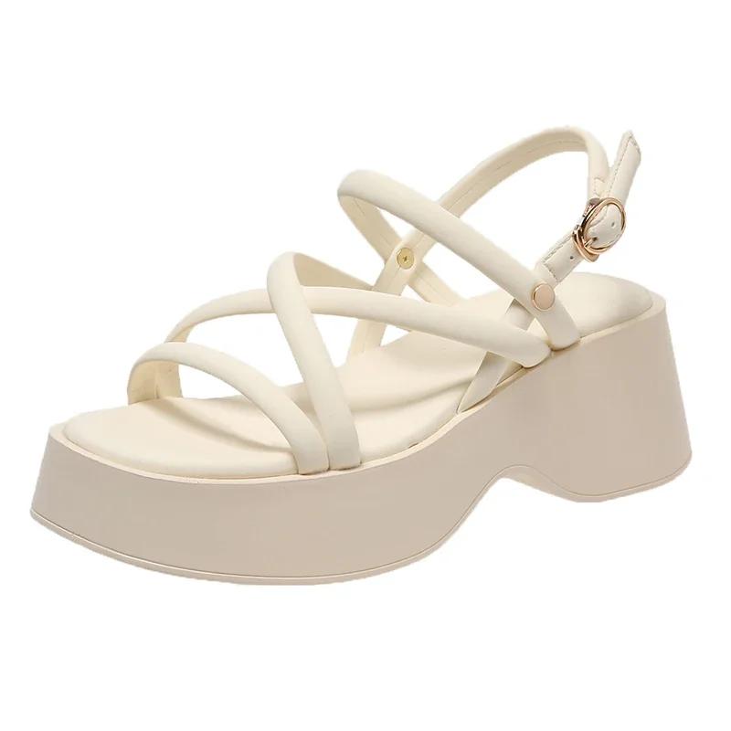 Fashion Women's Summer Chunky Platform Sandals Fashion Cross Strap Gladiator Shoes Woman Thick Bottom Wedge Heel Sandals for Women 2025