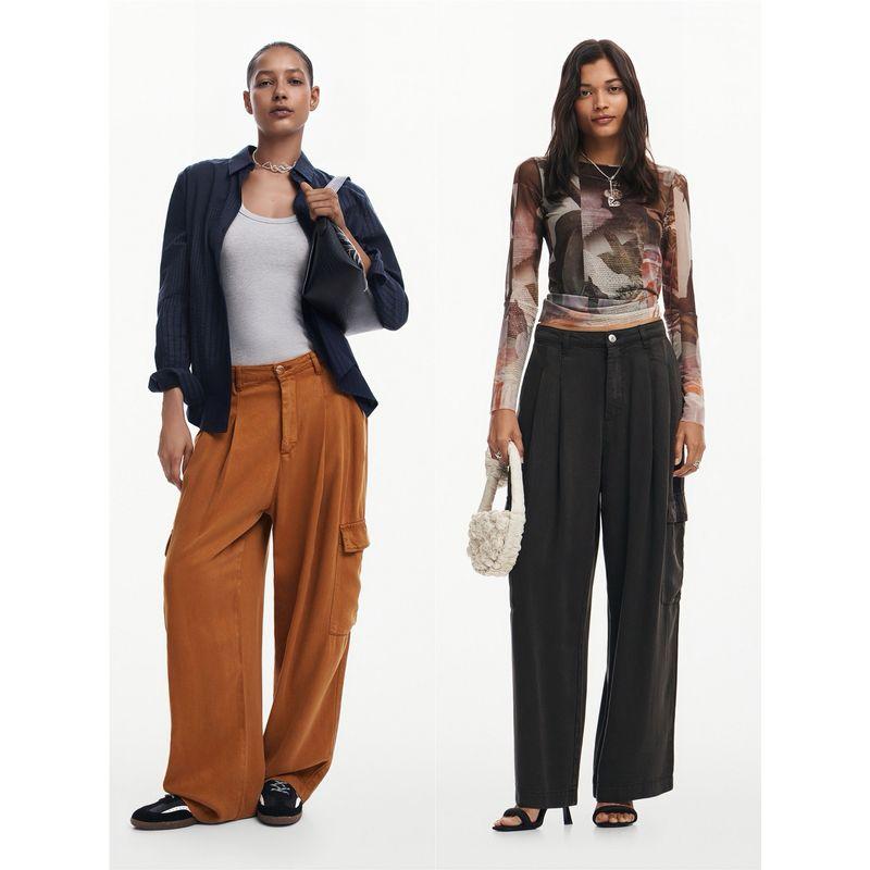 Foreign Trade Original Order Des * Igual Lanjing™Lyocell Fluid Flowing Loose Wide Leg Overalls S2 1254