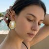 Imitation Oval Metal Pearl Earrings Gold Geometric Exaggerated Earrings Large Stud Earrings  Gift