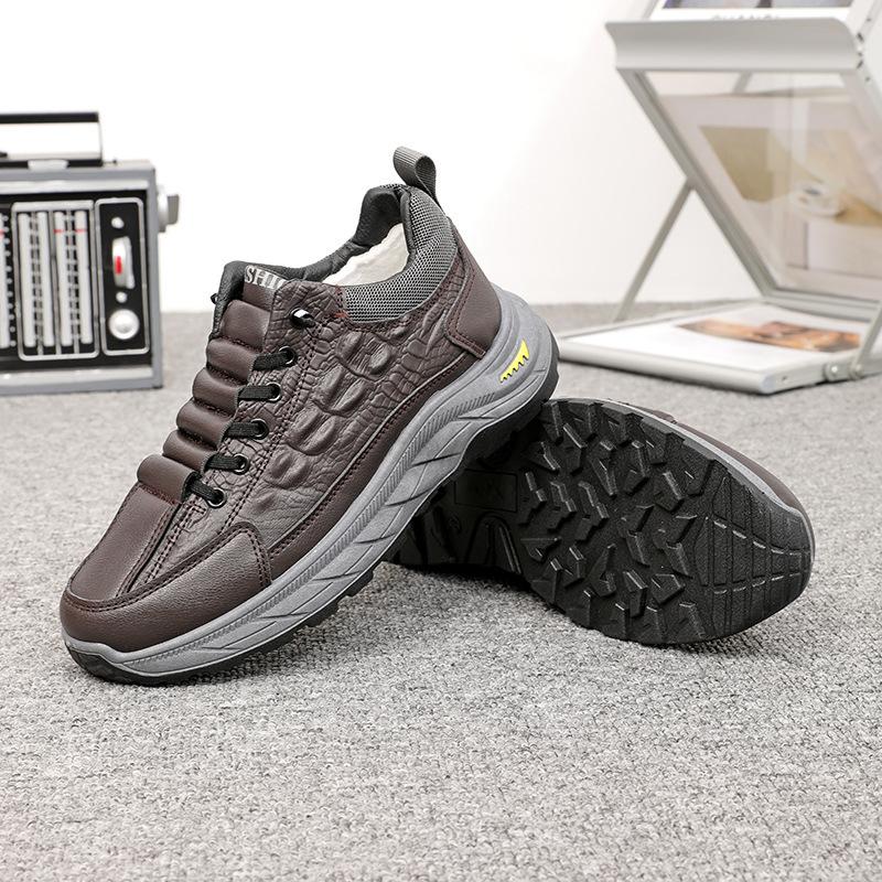 New men's shoes large size thickened cotton shoes winter warm sports shoes crocodile pattern middle-aged and elderly casual versatile dad shoes