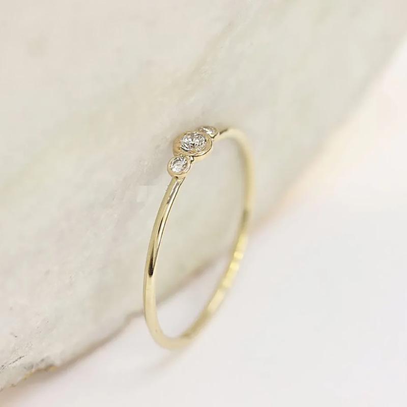 Accessories, Fashionable Light Luxury Exquisite Micro-Inlaid Three-Diamond Zircon Wedding Ring, Simple Tail Ring