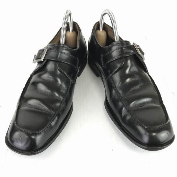 USED/Made in Japan Kenford Leather Monk Strap 24.0 Men Black Business Dress Shoes
