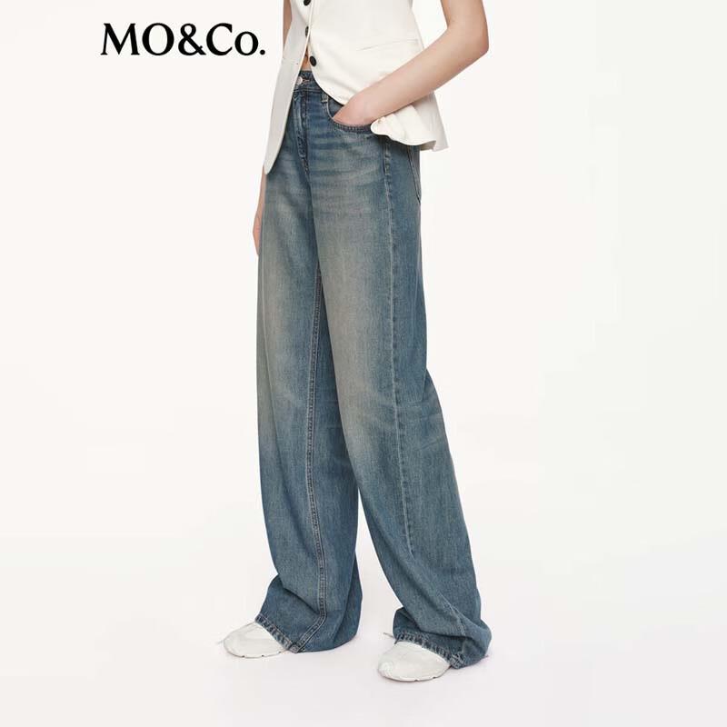 MO&Co. Women's Mid-Rise Straight-Leg Denim Trousers