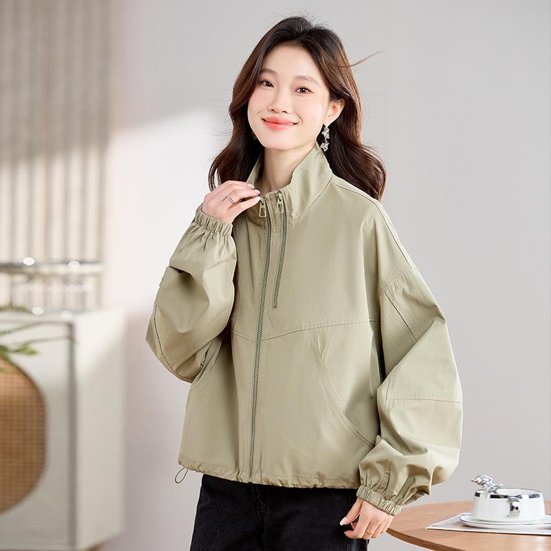 

2025 Spring Women s Loose Fashion Stand-Up Collar Windbreaker Jacket L (115-130 jin)