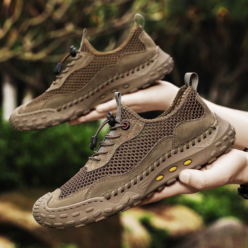Breathable Casual Mesh Shoes for Men Classic Travel Men Sandals Summer Outdoor Walking Sneakers Anti-collision Toe Men Sandals