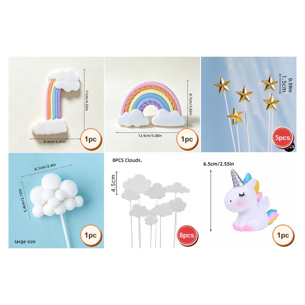 Unicorn Rainbow Cake Topper - Pink Cartoon Decoration for Children's Birthday Party
