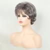 Synthetic Mommy Hair Mixed Brown Wigs for Women Short Curly Wig with Bangs Daily Party Drag Queen Costume Pixie Cut Hairstyle