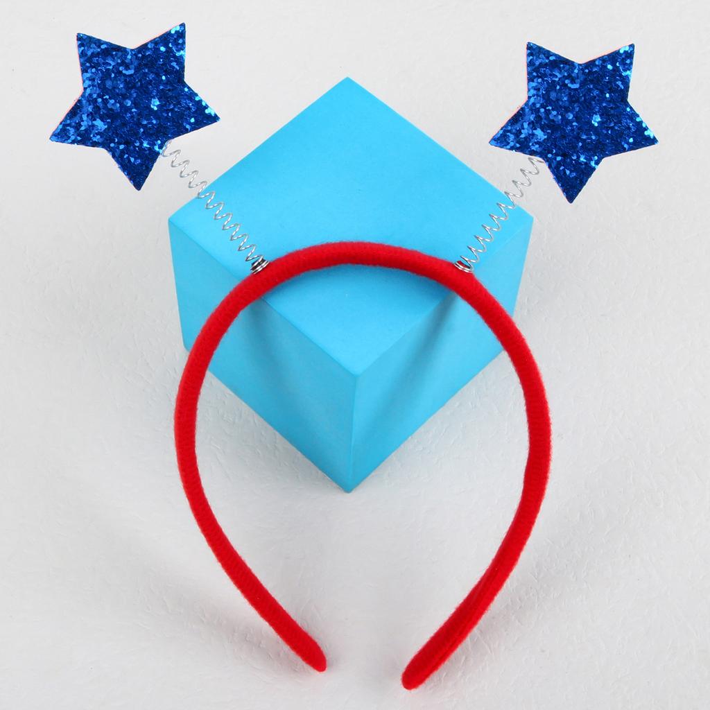 Independence Day Headbands Satr Shape with Shiny Glitter Deisgn 4th of July Hair Band Patriotic Holiday Party Hair Accessories