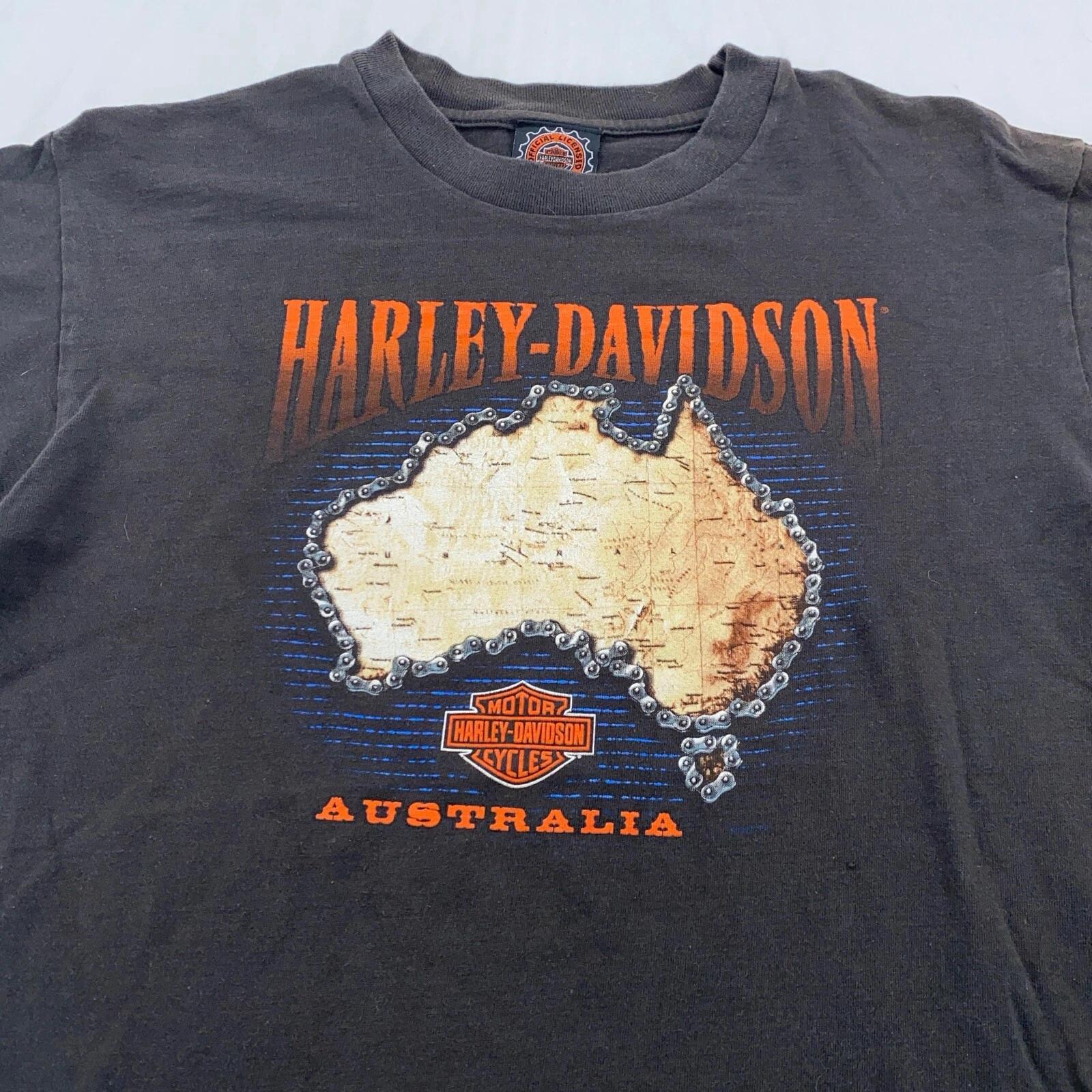 vintage HARLEY DAVIDSON MOTORCYCLE AUSTRALIAT-Shirt SMALL biker 3XL