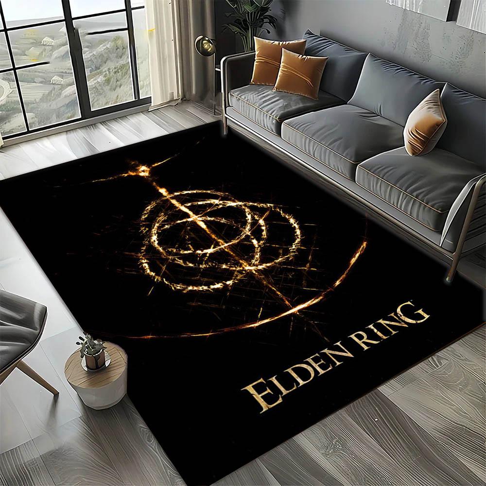 3D E-elden R-Ring Episches Spiel Vintage Karte Teppich Teppich Kunst für Raumdekoration Sofa Weihnachten Halloween Geschenke Teppich Rutschfeste Bodenmatte