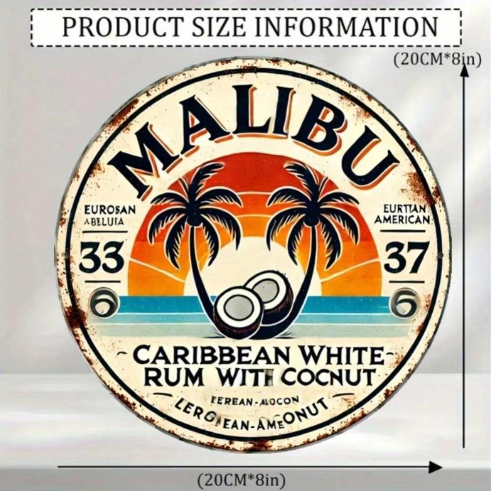 Vintage Tin Metal Sign Tropical Bar Wall Decor 8 Inch Round Rustic Art